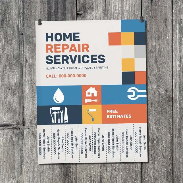 Geometric - Home Repair Tear-Off Tabs Flyer (Geometric - Home Repair Tear Off Strips Flyer)