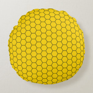 Geometric Honeycomb Lattice Pattern Round Cushion