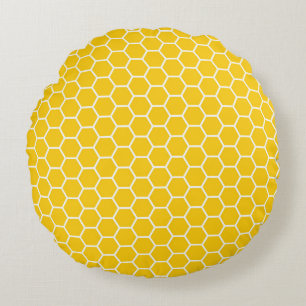 Geometric Honeycomb Lattice Pattern Round Cushion