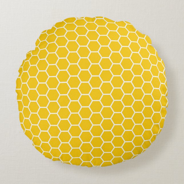 Geometric Honeycomb Lattice Pattern Round Cushion (Front)