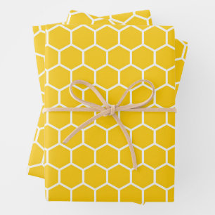 Geometric Honeycomb Lattice Pattern Wrapping Paper Sheet