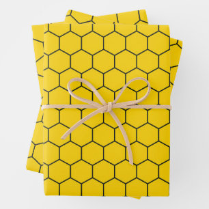 Geometric Honeycomb Lattice Pattern Wrapping Paper Sheet
