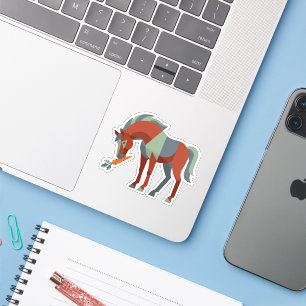Geometric Horse Eating a Carrot Illustration