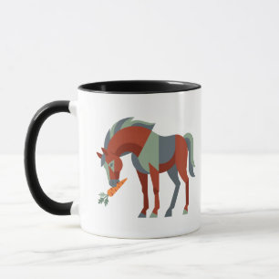 Geometric Horse Eating a Carrot Illustration Mug