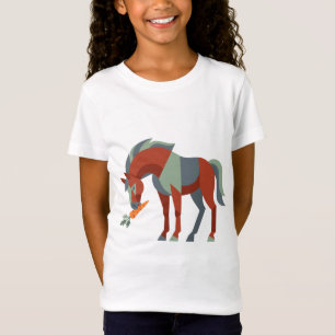 Geometric Horse Eating a Carrot Illustration T-Shirt