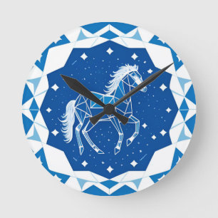 Geometric Horse Illustration Round Clock