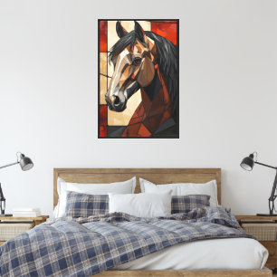 Geometric Horse Wall Art Gift Modern Canvas Art
