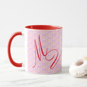Geometric Hot Colours Monogrammed Mug