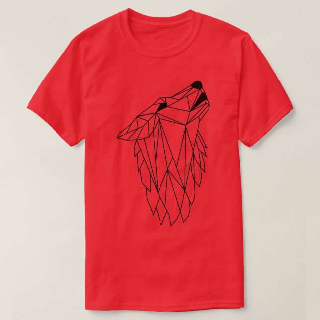 Geometric Howling Wild Wolf T-Shirt (Design Front)