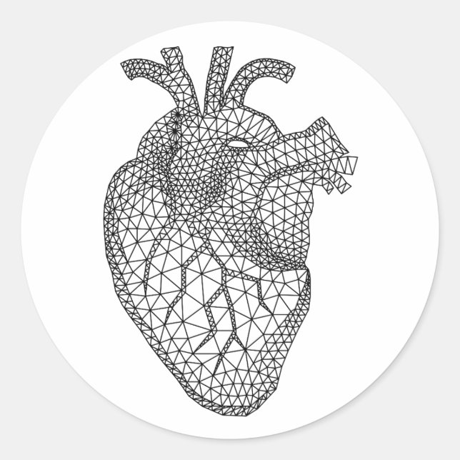 Geometric human heart classic round sticker (Front)