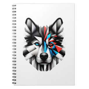 Geometric Husky Face Modern Art Design Notebook