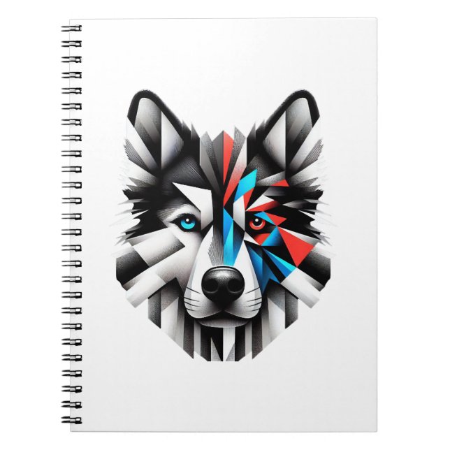 Geometric Husky Face Modern Art Design Notebook (Front)