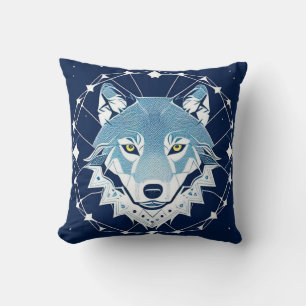 Geometric Illustration of a Wolf Cushion