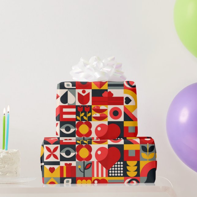 Geometric In Colour Wrapping Paper (Party Gifts)