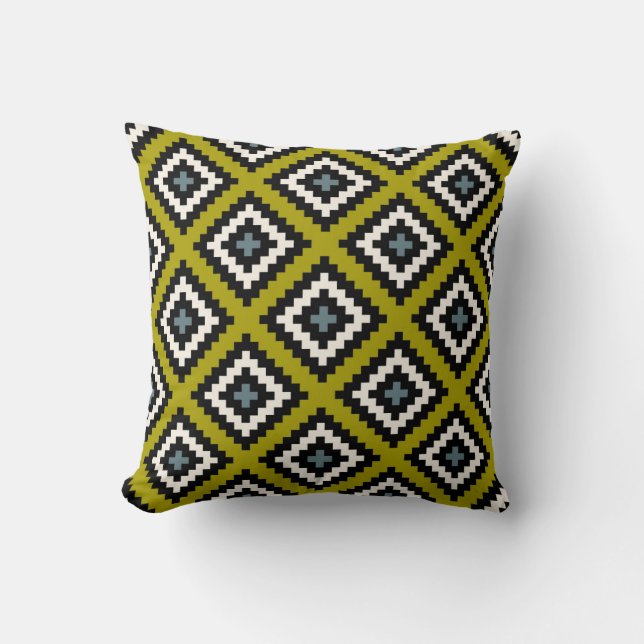 Geometric in Green Black Blue Cushion (Front)