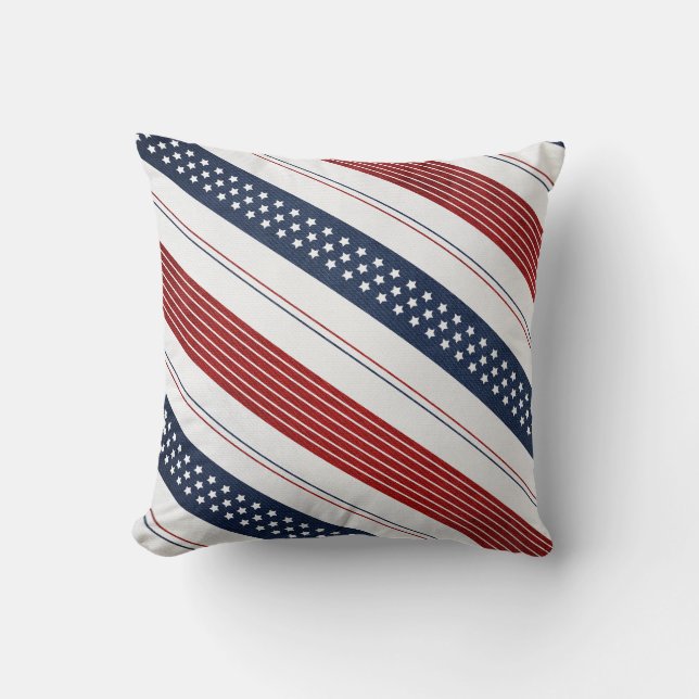 Geometric Independence Day Diagonal Stripes Cushion (Front)