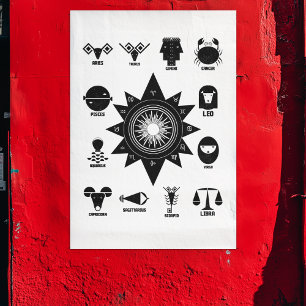 Geometric Indian Zodiac - 12 Vedic Signs  Tapestry