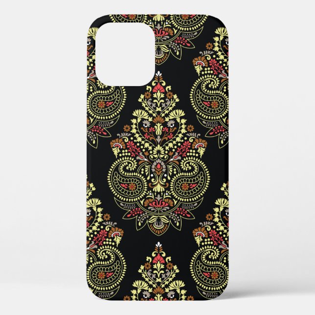 Geometric indianpaisley Design pattern on black ba Case-Mate iPhone Case (Back)