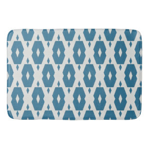 Geometric Indigo Diamond Bath Mat