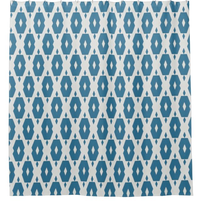 Geometric Indigo Diamond Shower Curtain (Front)