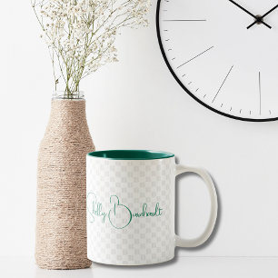 Geometric Initial Monogram Green Classic Bold   Two-Tone Coffee Mug