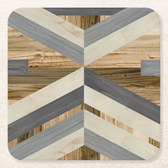 Geometric Inlay Square Paper Coaster (Front)