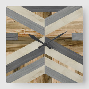 Geometric Inlay Square Wall Clock