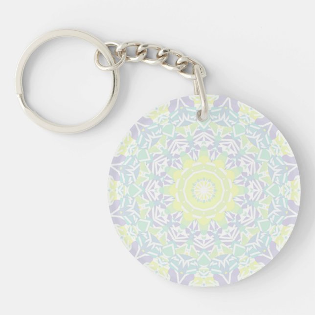 Geometric Intricate Colourful Boho Hippie Mandala  Key Ring (Front)