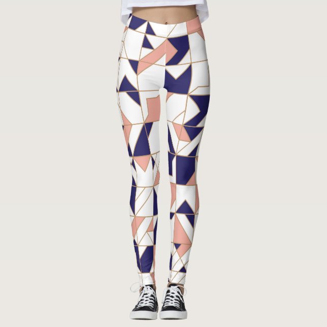 Geometric intricate, vintage modern, seamless patt leggings (Front)