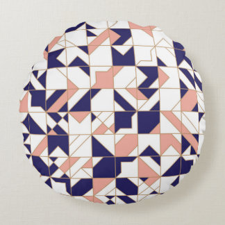 Geometric intricate, vintage modern, seamless patt round cushion
