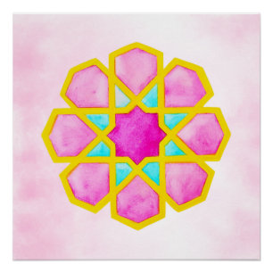 Geometric Islamic Art Pink Poster