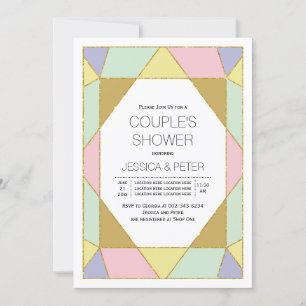 Geometric jewel colour block wedding couples showe invitation