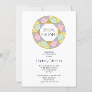 Geometric jewel gemstone wedding bridal shower invitation