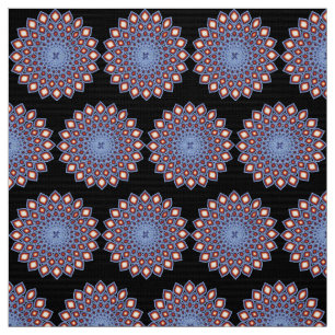 Geometric Kaleidoscope Mandala Pattern Black Red Fabric