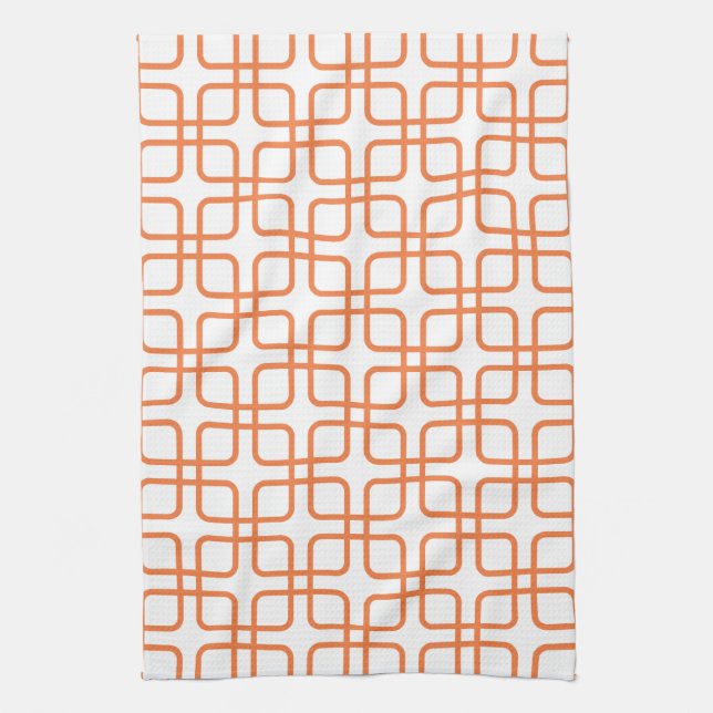 Geometric Kitchen Towel \ Celosia Orange (Vertical)