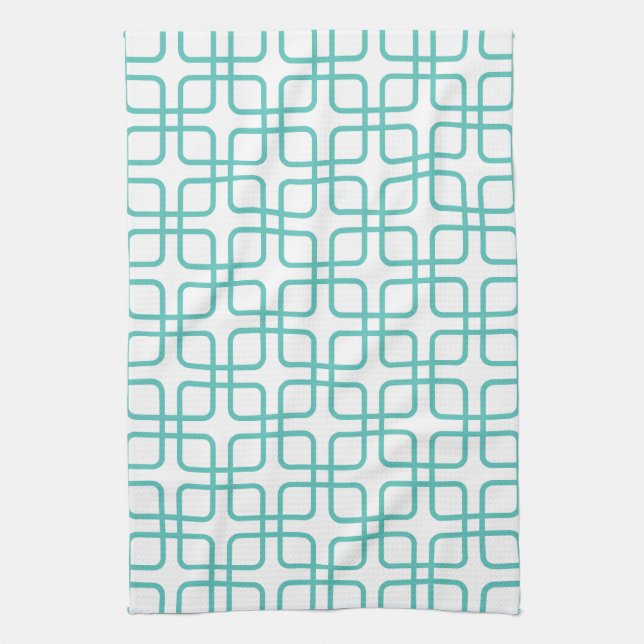 Geometric Kitchen Towel \ Turquoise (Vertical)