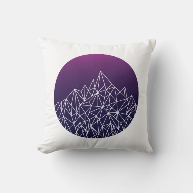 geometric landscape // blue, purple + white // cushion (Front)