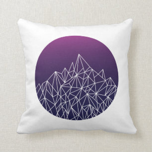 geometric landscape // blue, purple + white // cushion