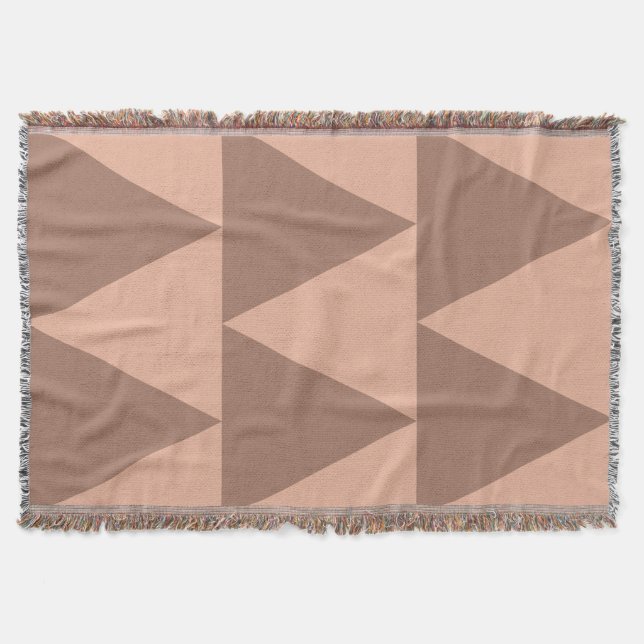 Geometric Large Triangles Mocha Mousse Dusty Pink Throw Blanket (Front)