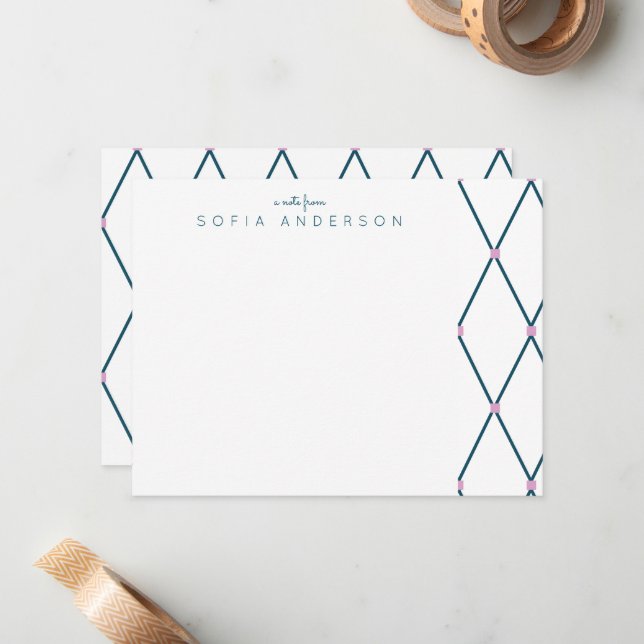 Geometric Lattice Pattern Personalised Note Card (Front/Back In Situ)