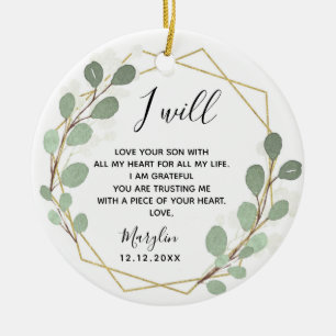 Geometric Leaf Greenery Mother of the Groom Ceramic Tree Decoration