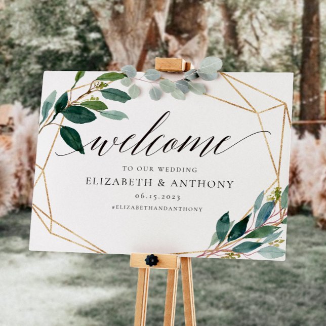 Geometric Leafy Welcome Wedding Sign (Creator Uploaded)