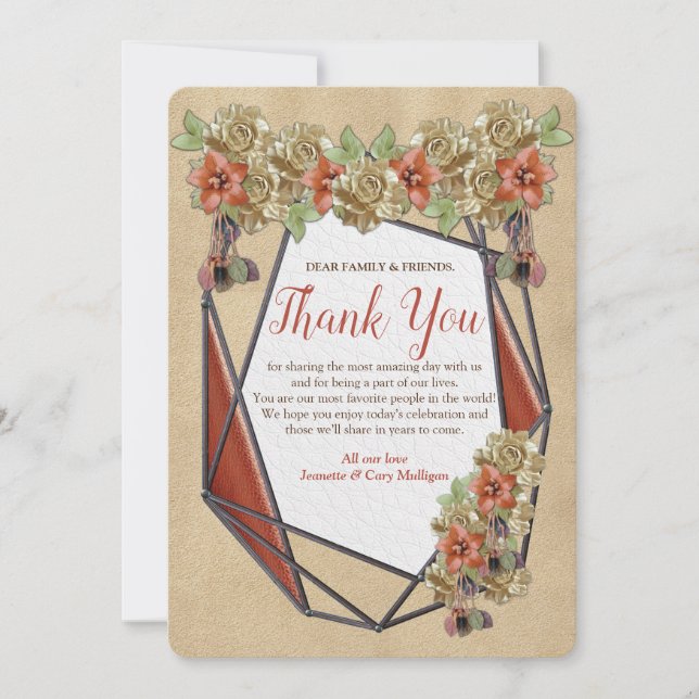 Geometric Leather & Suede Texture Art Thank You Invitation (Front)