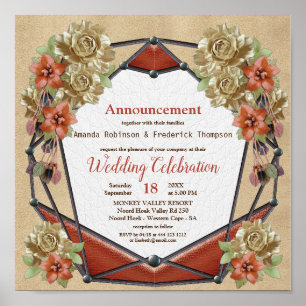 Geometric Leather & Suede Texture Art Wedding Poster