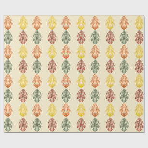 Geometric Leaves Fall Colours Wrapping Paper