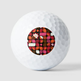 Geometric Leaves Flowers Seamless Pattern Golf Balls