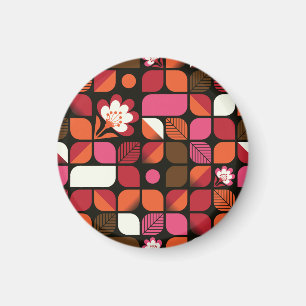 Geometric Leaves Flowers Seamless Pattern Magnet