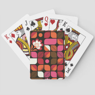 Geometric Leaves Flowers Seamless Pattern Playing Cards