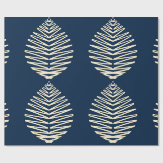 Geometric Leaves | Navy & Beige Wrapping Paper
