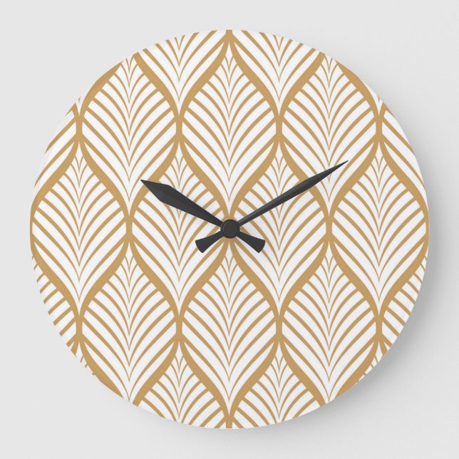 Geometric Leaves Vintage Seamless Illustration Large Clock (Front)